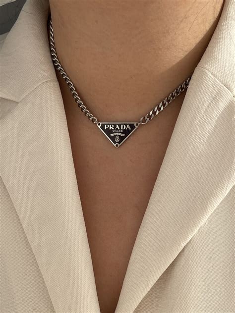 prada logo necklace|prada nylon necklaces.